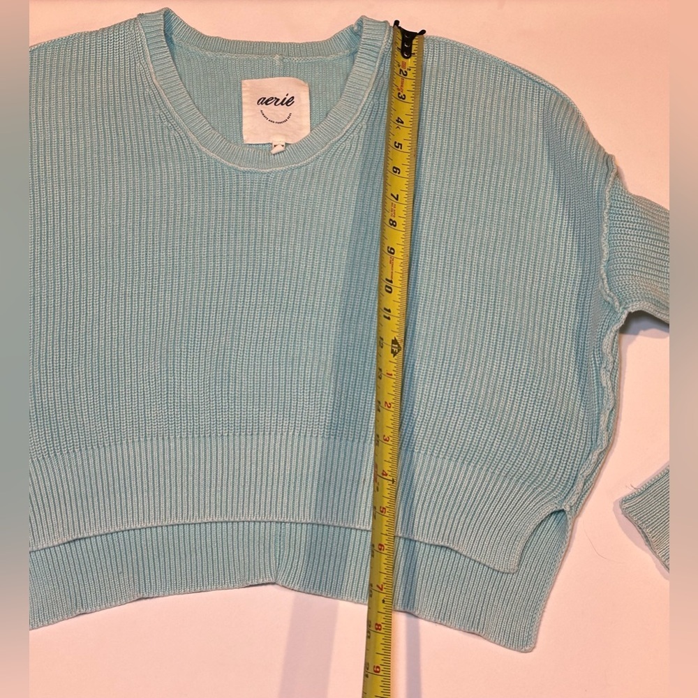 π Aerie Light Blue Ribbed Knit Sweater β 100% Cotton, Size XS - Picture 7 of 9